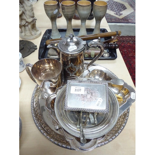 2137 - Tray of Assorted Silver Plate