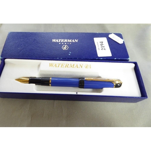 2194 - Boxed Waterman Fountain Pen.