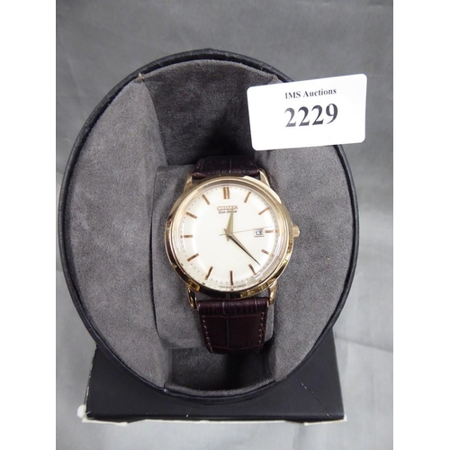 2229 - Citizen Eco Drive Wristwatch Brown Leather Strap.