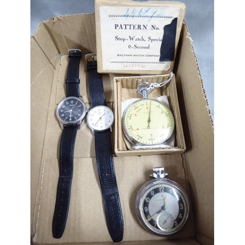 2238 - Military Stop Watch, Pocket Watch and Two Timex Watches