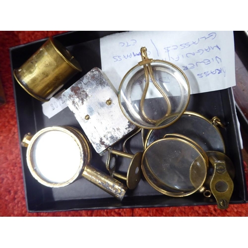 2248 - Brass Folding Viewer, Magnifier, Compass etc.