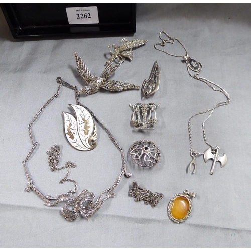 2262 - Box - Marcasite and Silver Jewellery etc