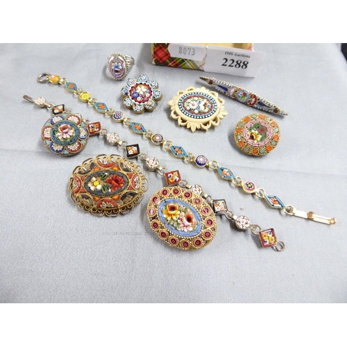 2288 - Box - Micro-Mosaic Brooches, Ring etc.