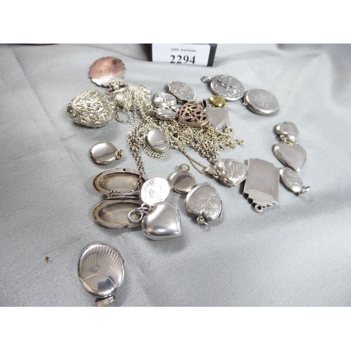 2294 - Box - Silver & White Metal Lockets.