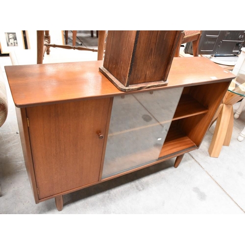 3076 - Vintage Teak Glass Front Bookcase