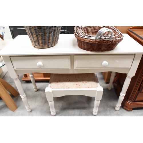 3079 - Painted Pine Dressing Table & Stool