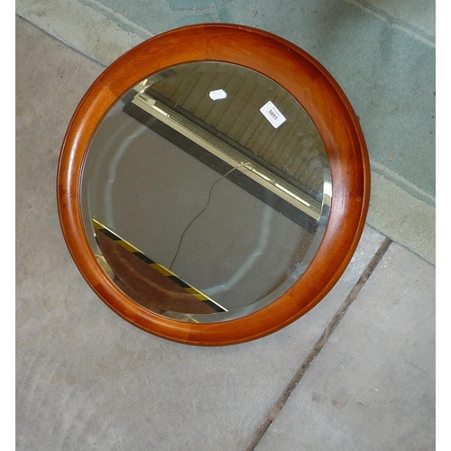 3093 - Vintage Scandinavian Teak Bevelled Wall Mirror