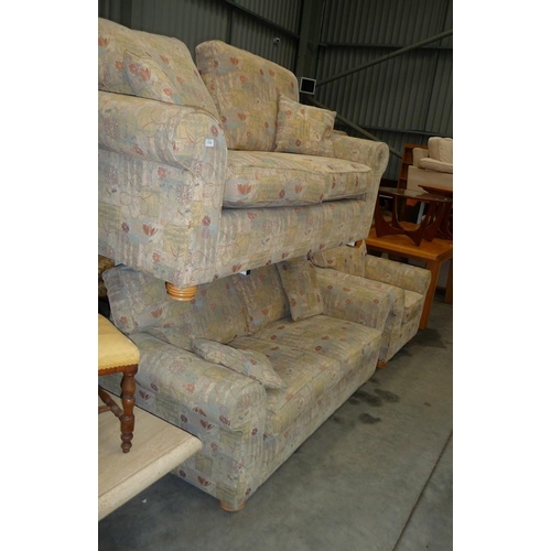 3108 - Pair of Fabric 2 Seat Sofas ( Bed Settee) & Matching Chair