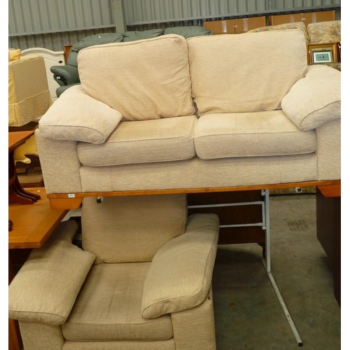 3112 - Oatmeal Fabric Upholstered 2 Seat Sofa & Chair