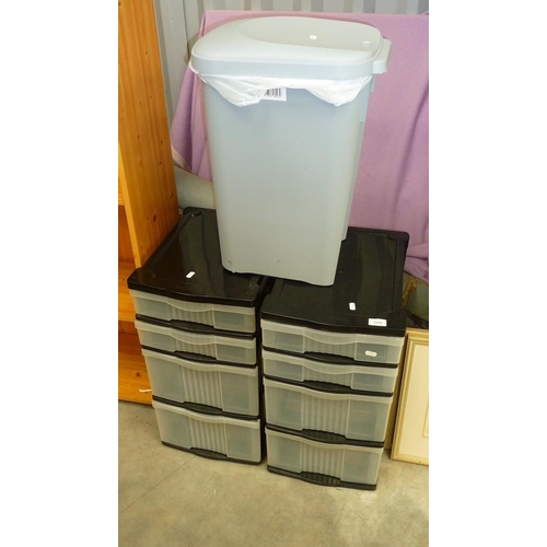 3116 - 2 Sets of Plastic Storage Drawers & Pedal Bin