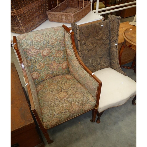 3129 - Edwardian Mahogany Elbow Chair & Edwardian Mahogany Nursing Chair