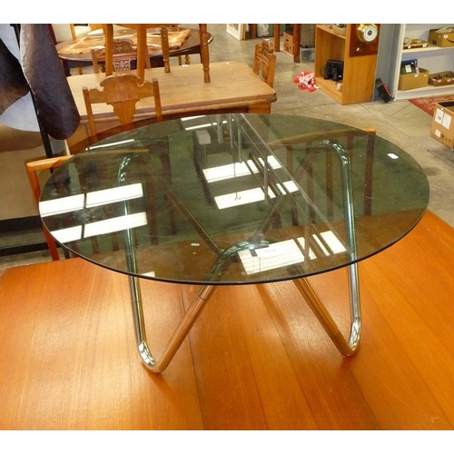 3134 - Vintage Chrome & Glass Coffee Table