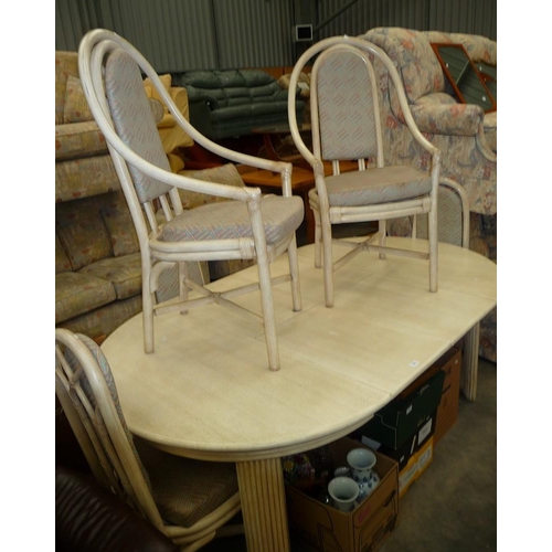 3148 - Painted Extending Dining Table with 6 Bamboo Chairs