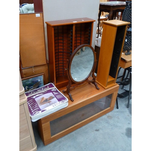 3163 - Hardwood TV Cabinet, 2 DVD Racks, Dressing Mirror & Electric Blanket