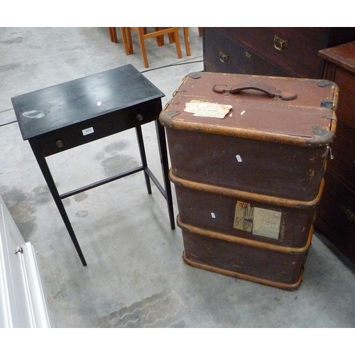 3174 - Vintage Trunk & Edwardian Side Table