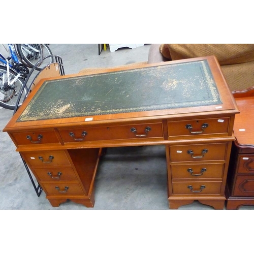 3308 - Mahogany Twin Pedestal Writing Desk