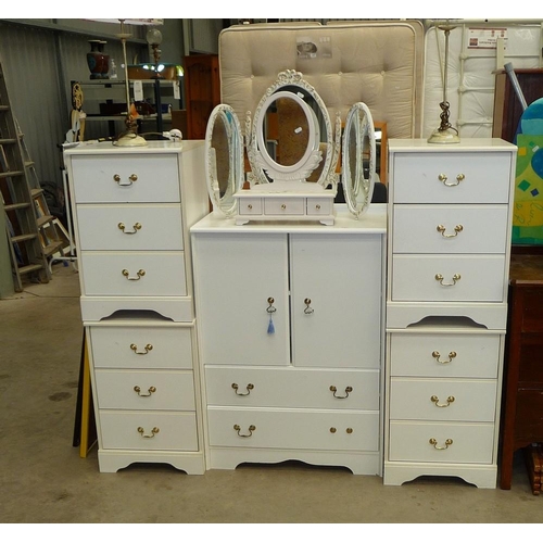 3345 - Linen Chest, Four Bedsides, Pair Lamps and Two Dressing Mirrors