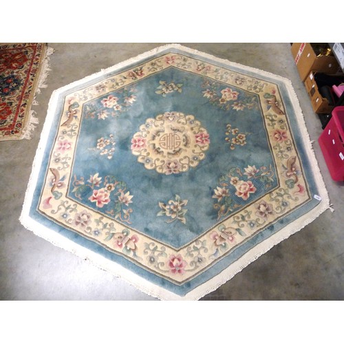 2468 - Hexagonal Chinese Wool Rug - approx 180cm at widest point.