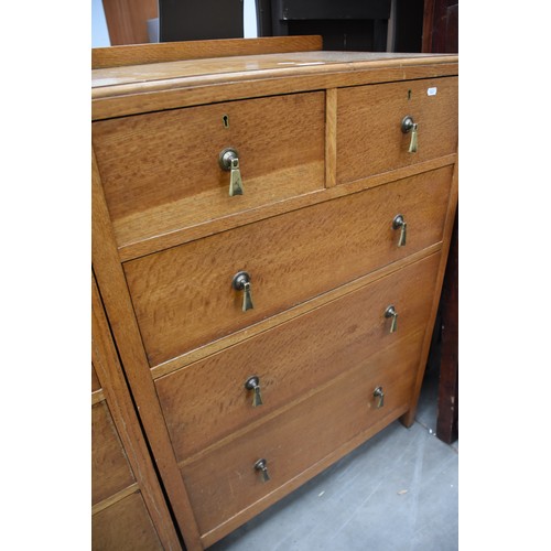 3440 - Oak Two Over Three Drawer Chest