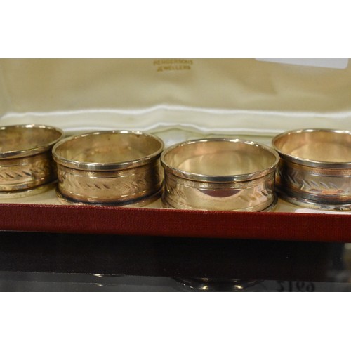 2169 - Cased Set of Eight Birmingham Silver Napkin Rings approx 3.2oz troy.