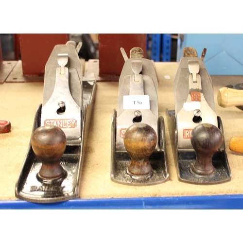 136 - Three Stanley Hand Planes a No 6 Plus Two Others