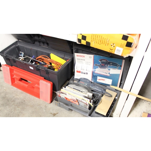 34 - Bosch Sander and Toolbox with Assorted Tools