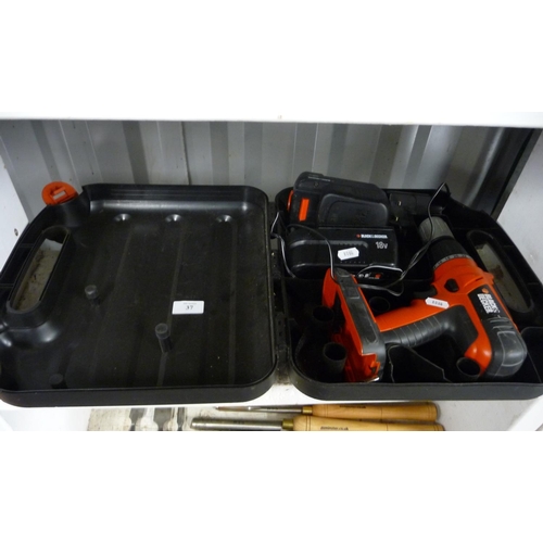 37 - Black and Decker Cordless Drill with Spare Battery