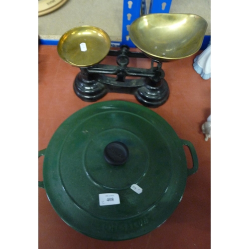 408 - Kitchen Scale's, Chasseur Enamel Pot