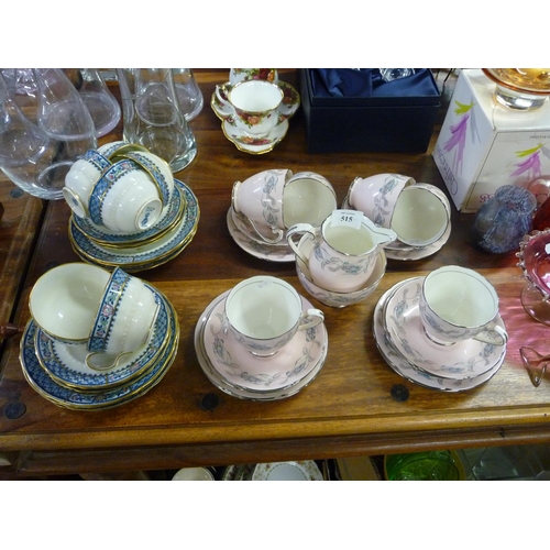 515 - Royal Grafton Hazelbell & Fern Tea Set, Fortuna Blue & White Part Tea Set