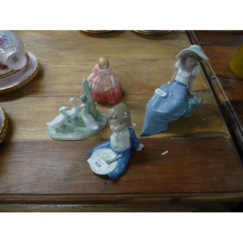 520 - Royal Doulton Rose Figure & 3 Nao Figures