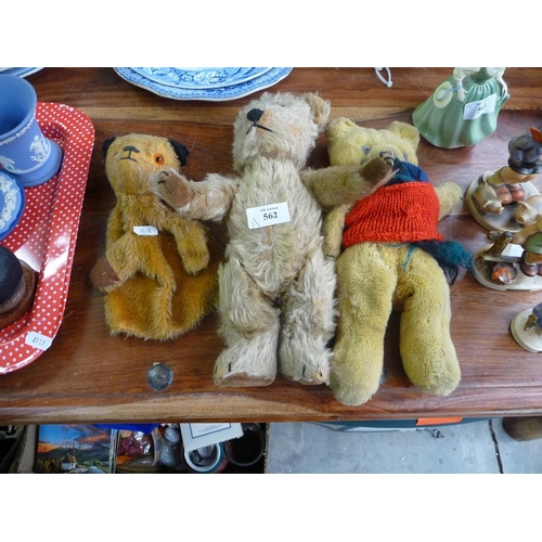 562 - Antique Teddy Bear, Vintage Sweep Puppet & One Other