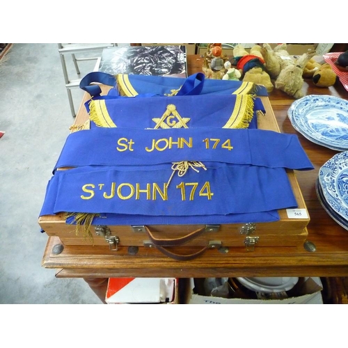 565 - Two Masonic Aprons & Sash's