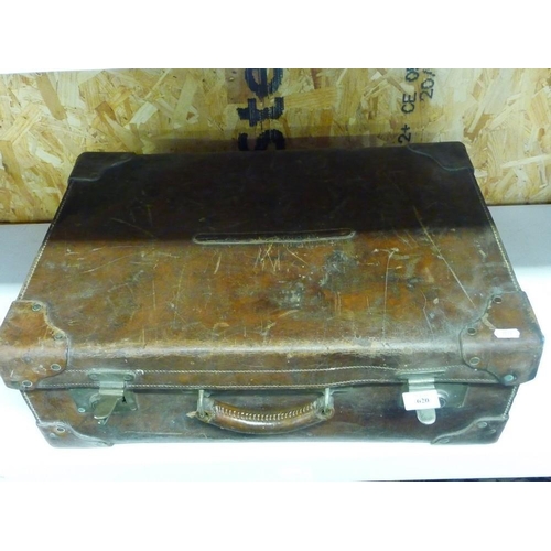 620 - Pig Skin Leather Suitcase A M Kennedy 8th Gurkhas