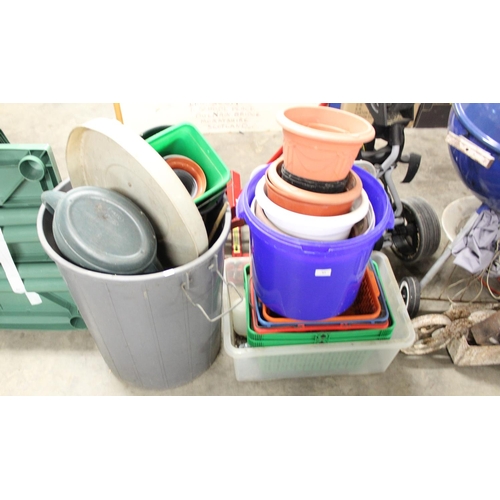 83 - Assorted Plant Pots, Garden Bin and Storage Boxes