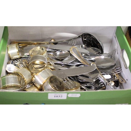 1032 - Box Silver Plated Cutlery, Napkin Rings etc