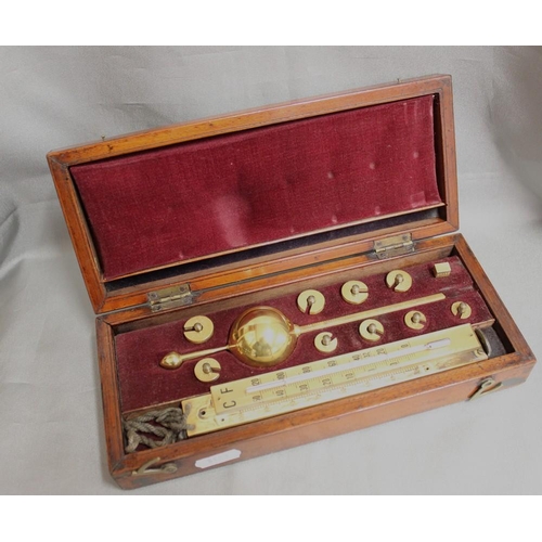 1035 - Brass Hydrometer in Mahogany Case