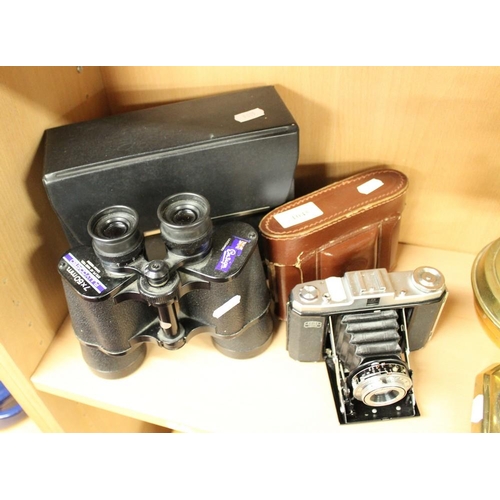 Zeiss Ikon Folding Camera & Pair Ensign 7 x 50mm Field Binoculars