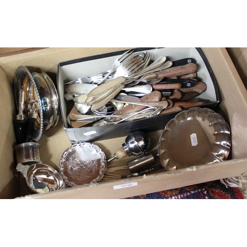 1048 - Box - Silver Plated Wine Coasters, Quaich's, Cutlery etc