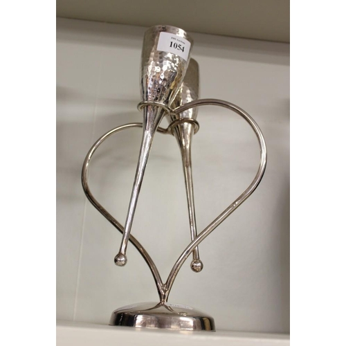 1054 - Silver Plated Champagne Stand with Matching Flutes.