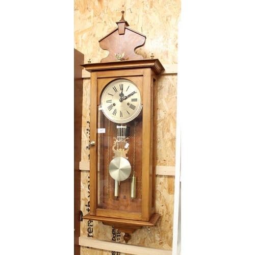 1077 - Modern Pine Cased 31 Day Wall Clock