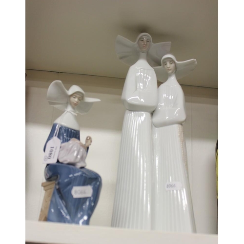 1080 - 2 Lladro Figurines of Nuns