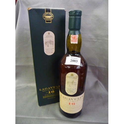 2003 - Bottle of Lagavulin 16 Year Old Islay Malt Whisky