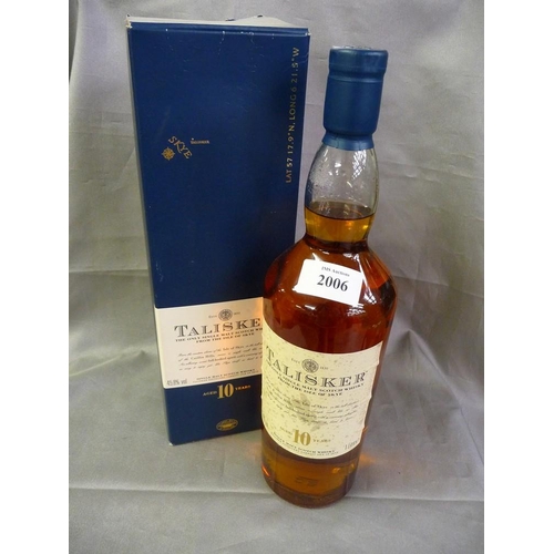 2006 - 1 Litre Bottle of Talisker 10 Year Old Isle of Skye Single Malt Whisky