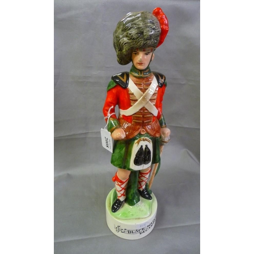 2008 - Vintage Musical Black Watch Decanter - Plays 'Auld Lang Syne' Approx 36cm Tall