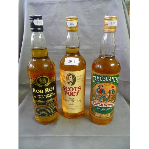 2046 - 3 Bottles of Blended Scotch Whisky -  Scots Poet, Rob Roy & Tam o Shanter