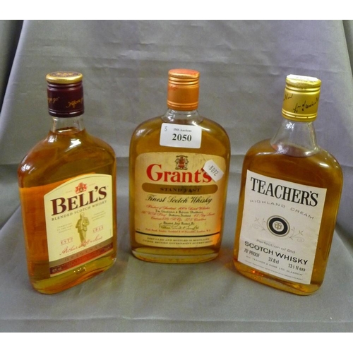 2050 - 3 Half Bottles of Blended Scotch Whisky - Grants, Teachers & Bell's