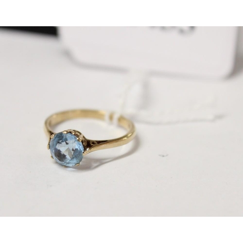 2433 - 9ct Gold Ring with Aquamarine - 2.0g - UK Size L.