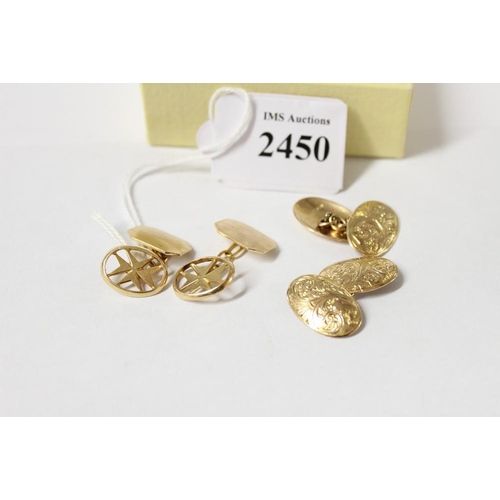 2450 - Two Pairs of 15k Gold Cufflinks - 12.8g