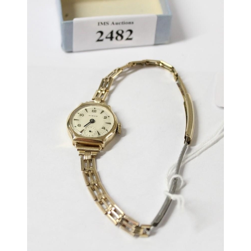 2482 - Vintage Hirco Ladies Yellow Metal Wristwatch.