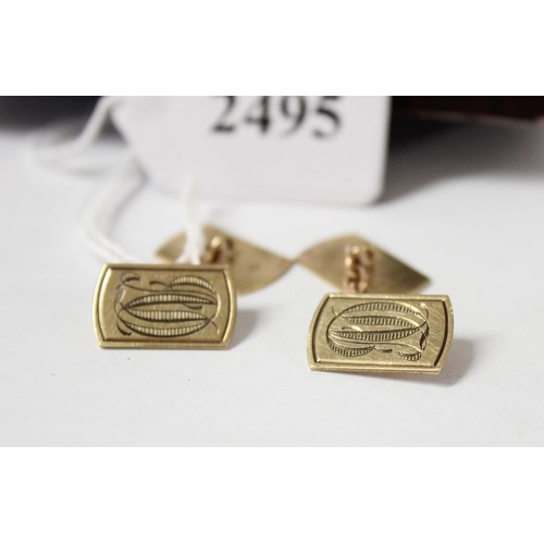 2495 - Pair of 9ct Gold Monogrammed Cufflinks approx 5g